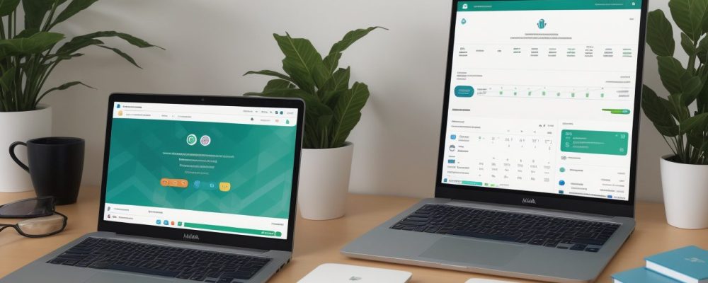Visão geral do curso de contabilidade básica, com gráficos e ferramentas de planejamento financeiro, representando organização e controle.