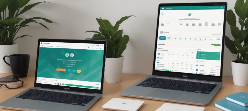 Curso de Contabilidade Básica: Transformando Finanças com Organização Visão geral do curso de contabilidade básica, com gráficos e ferramentas de planejamento financeiro, representando organização e controle.