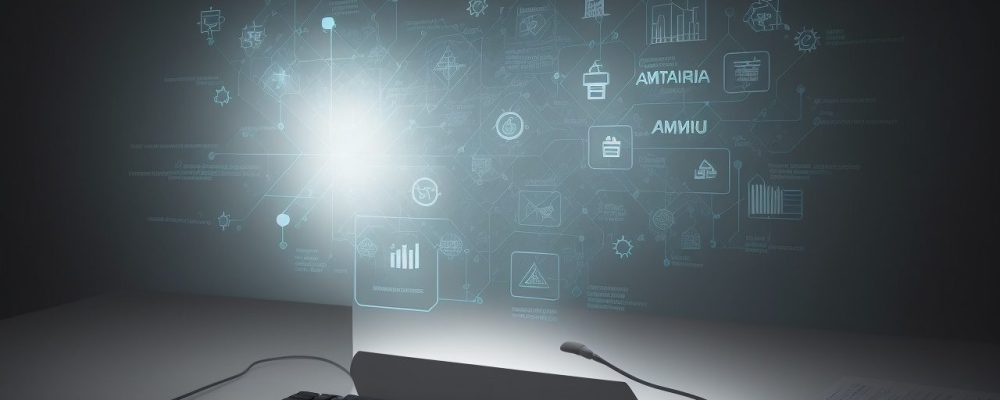 Imagem de um servidor público estudando em um curso online de contabilidade, com gráficos financeiros e um ambiente de trabalho moderno, representando o aprendizado e a aplicação prática dos fundamentos contábeis.
