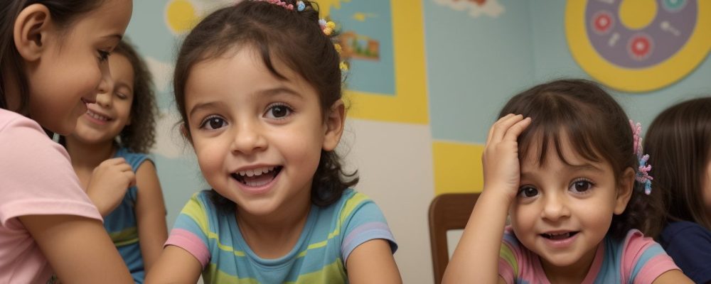 Crianças ouvindo e participando ativamente de uma sessão de contação de histórias, demonstrando criatividade e aprendizado.