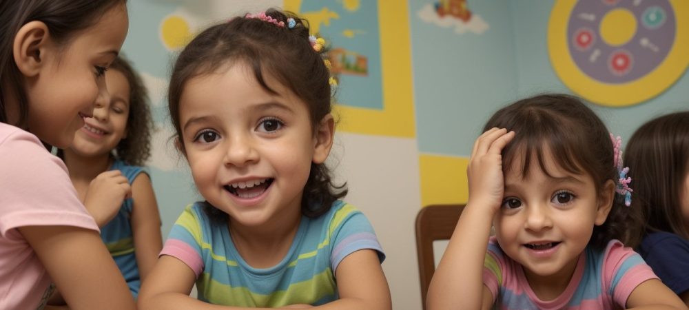 Crianças ouvindo e participando ativamente de uma sessão de contação de histórias, demonstrando criatividade e aprendizado.