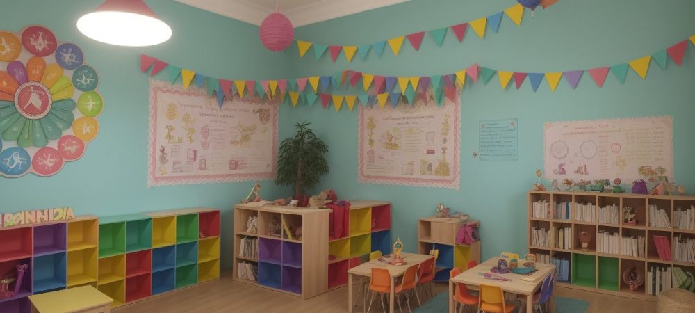 Educadora contando histórias para crianças em sala de aula, usando técnicas de contação e engajamento