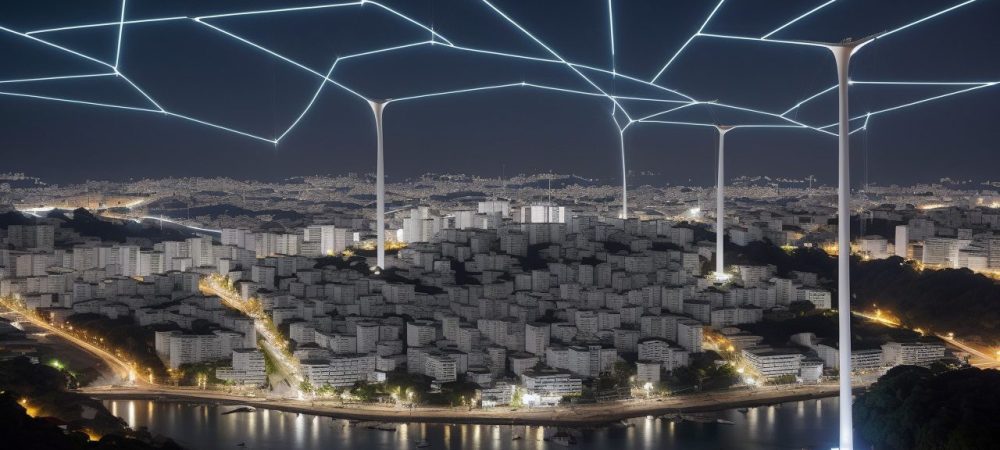 Imagem de um curso de despacho aduaneiro com profissionais estudando e interagindo em um ambiente moderno e tecnológico, com foco em importação e exportação.