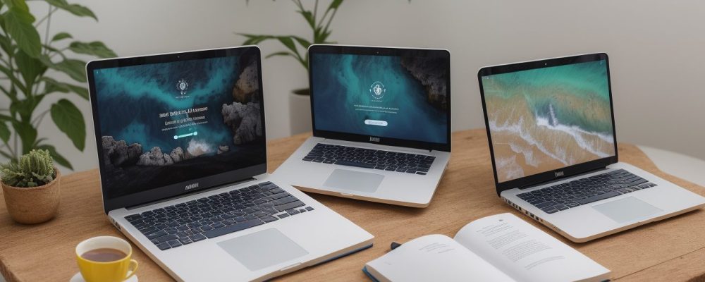 Imagem de um servidor público estudando espanhol básico online, com livros e materiais de estudo sobre a mesa, representando o curso para servidores.