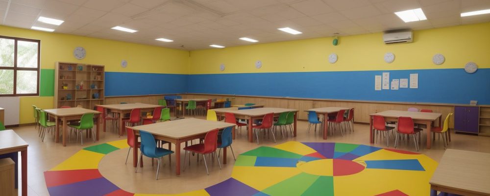 Imagem ilustrando atividades para aulas de espanhol, mostrando um professor engajando alunos e utilizando planejamento de aulas.