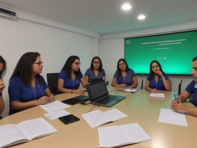 Servidores públicos participando de curso online de ética e cidadania, com foco em liderança e desenvolvimento profissional.