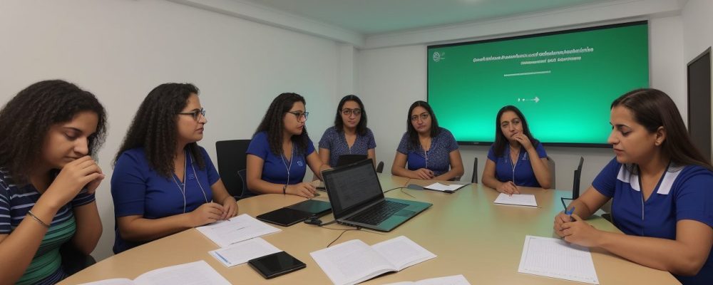 Servidores públicos participando de curso online de ética e cidadania, com foco em liderança e desenvolvimento profissional.