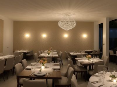 Ilustração de um garçom sorrindo, servindo em um restaurante, representando as habilidades aprendidas no curso de garçom.