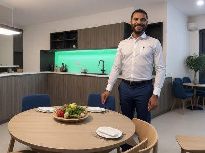 Imagem ilustrativa de um garçom atendendo clientes, demonstrando técnicas e habilidades aprendidas em um curso de garçom