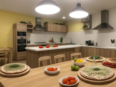 Imagem de um curso de pizzaiolo online, mostrando pessoas aprendendo a fazer pizza, com foco nos ingredientes e no resultado final.