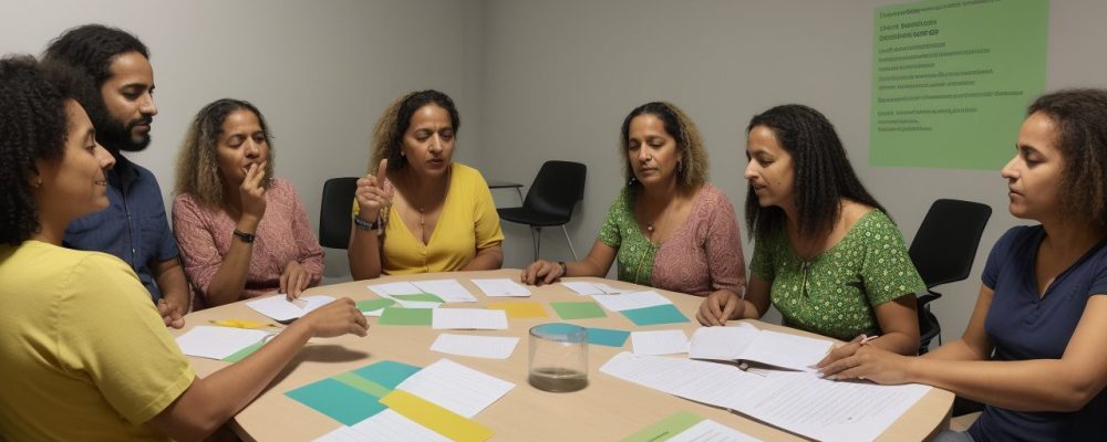 Imagem representando um curso de psicologia comportamental com pessoas aprendendo e aplicando técnicas para transformação pessoal e profissional.