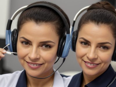 Ilustração de um profissional atendendo a um cliente, demonstrando as habilidades de atendimento telefônico aprendidas no curso de telefonista online.