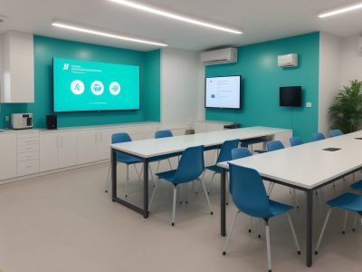 Servidores públicos em treinamento sobre LGPD e compliance, utilizando ferramentas de gestão de dados e segurança da informação.