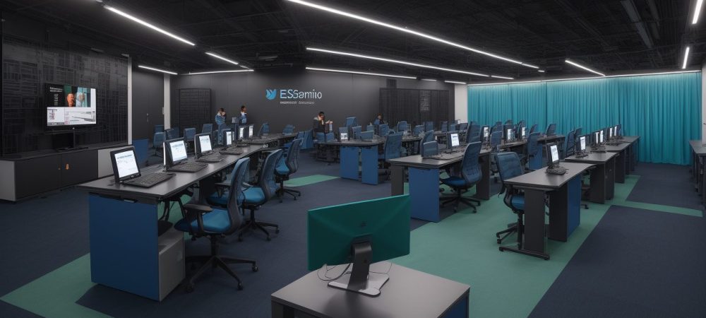 Tela de um computador com cursos online da EVG, representando a facilidade de acesso à educação gratuita para estudantes