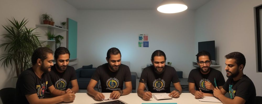 Servidores customizando camisetas e jeans com técnicas de bordados, representando a identidade visual no setor público.