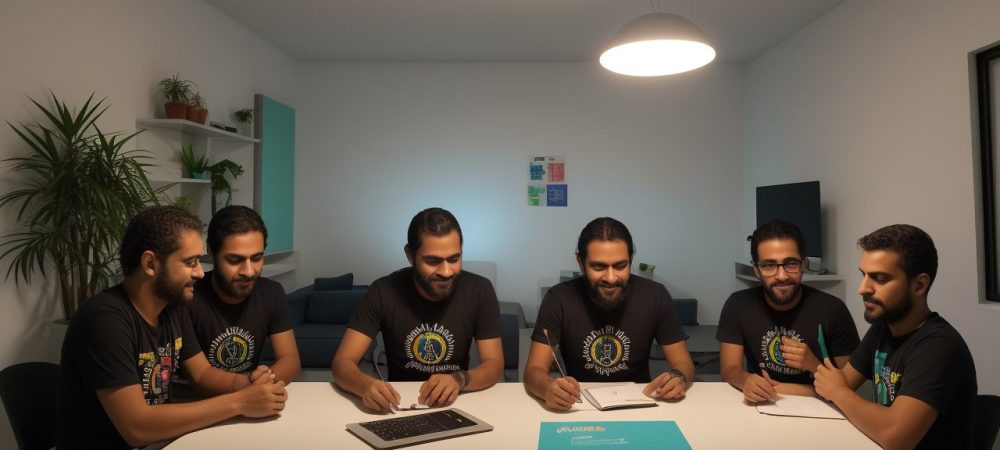 Customização de Roupas: Transformando o Ambiente de Trabalho Servidores customizando camisetas e jeans com técnicas de bordados, representando a identidade visual no setor público.