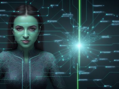 Uma representação visual de data science sendo aplicada no setor público, com dados e gráficos em um ambiente de trabalho moderno.