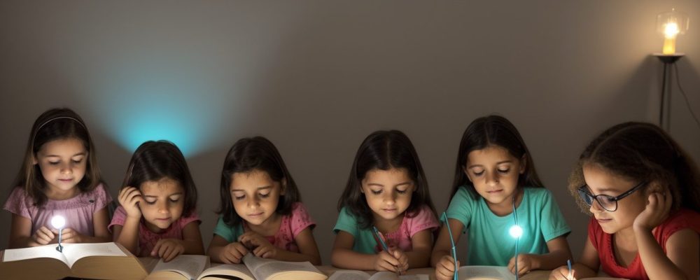 Ilustração de sala de aula inclusiva, com materiais adaptados e alunos aprendendo, representando estratégias para deficiência intelectual.