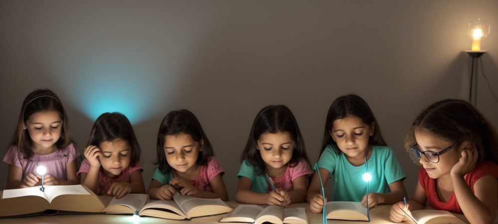 Ilustração de sala de aula inclusiva, com materiais adaptados e alunos aprendendo, representando estratégias para deficiência intelectual.