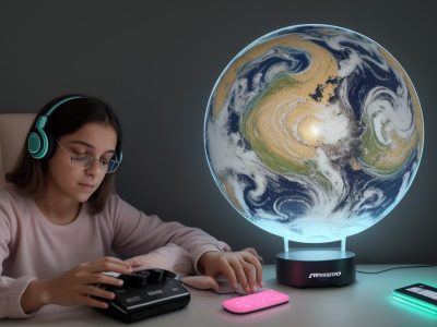 Imagem mostrando recursos para deficientes visuais, como leitores de tela e audiodescrição, promovendo acessibilidade e inclusão.