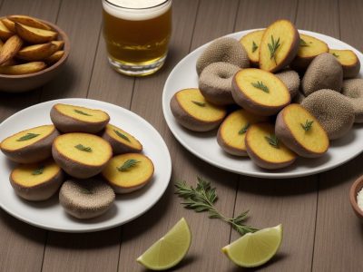 Mesa de boteco com diversos petiscos, como bolinho de bacalhau, torresmo e amigos compartilhando momentos de alegria.