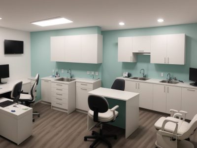 Dentista do trabalho aplicando NR 32 em um ambiente de trabalho, demonstrando segurança e prevenção de doenças ocupacionais.