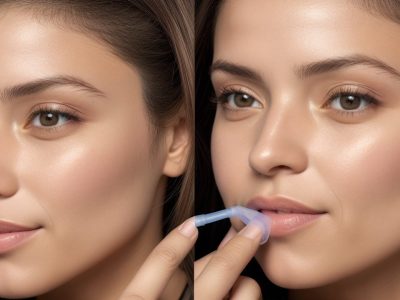 Ilustração mostrando diferentes métodos de depilação, como cera, laser e linha, com foco em cuidados pós-depilatórios.