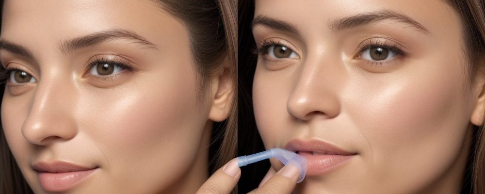 Ilustração mostrando diferentes métodos de depilação, como cera, laser e linha, com foco em cuidados pós-depilatórios.