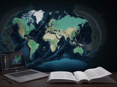 Imagem de gráficos e um curso online de derivativos financeiros, mostrando estratégias de investimento e aprendizado.