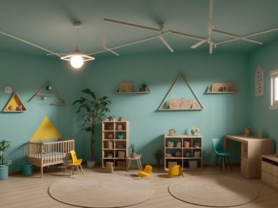 Alunos aprendendo desenho geométrico em sala de aula, com foco em formas e cores vibrantes, incentivando a criatividade e o raciocínio lógico