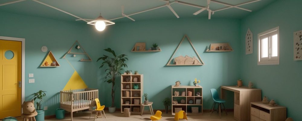 Alunos aprendendo desenho geométrico em sala de aula, com foco em formas e cores vibrantes, incentivando a criatividade e o raciocínio lógico