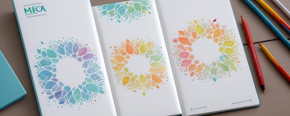 Mãos desenhando em um caderno, com elementos visuais que representam o desenho terapêutico e o desenvolvimento pessoal