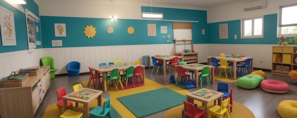 Crianças brincando em sala de aula, explorando diferentes metodologias de educação infantil para o desenvolvimento infantil.