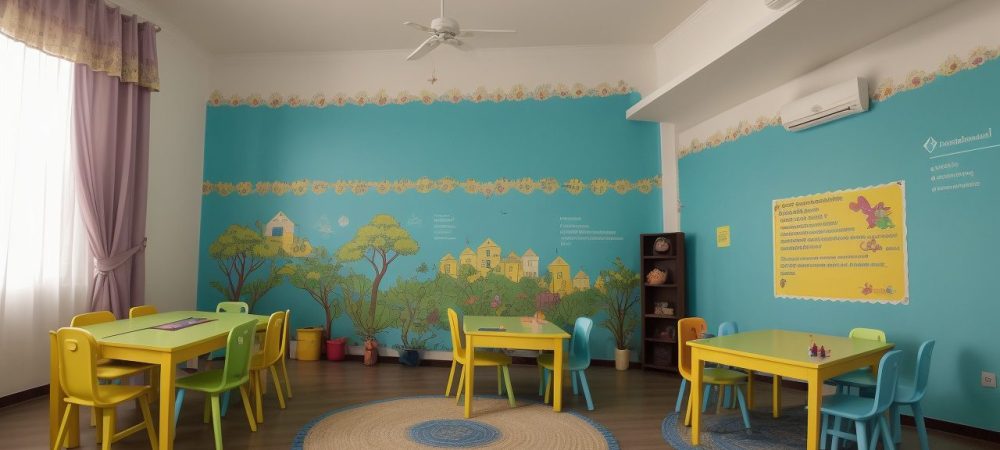 Crianças engajadas em brincadeiras educativas que promovem o desenvolvimento infantil na sala de aula.