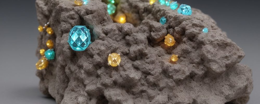 Imagem mostrando o processo de design de joias, com ferramentas, esboços e um curso de design em destaque, simbolizando inovação e aprendizado.