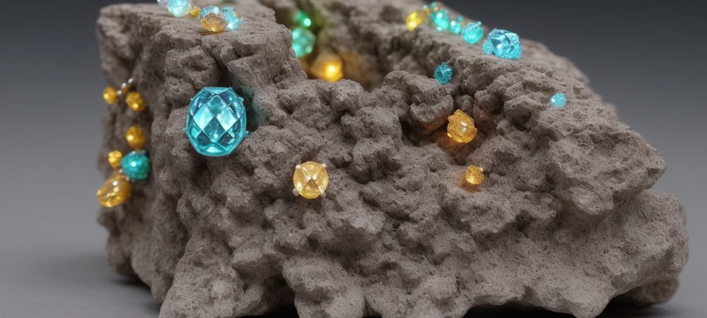 Imagem mostrando o processo de design de joias, com ferramentas, esboços e um curso de design em destaque, simbolizando inovação e aprendizado.