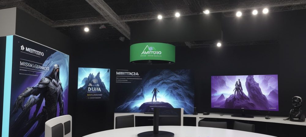 Ilustração de um designer de games trabalhando em um ambiente criativo, com elementos de jogos e tecnologia