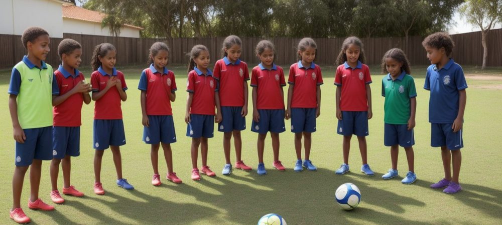 Desporto na Escola: Alunos em Ação e Educação Física Crianças praticando esportes e atividades físicas na escola, com foco na educação física e desenvolvimento.