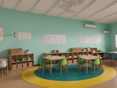 Crianças em sala de aula interagindo com material didático sobre dificuldades de aprendizagem