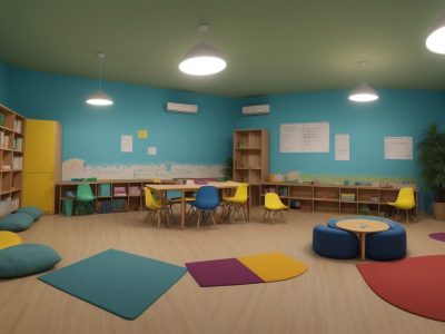 Ambiente escolar colaborativo com estudantes usando estratégias educativas para dificuldades de aprendizagem