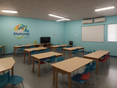 Crianças em sala de aula utilizando recursos visuais e colaboração para abordar dificuldades de aprendizagem.