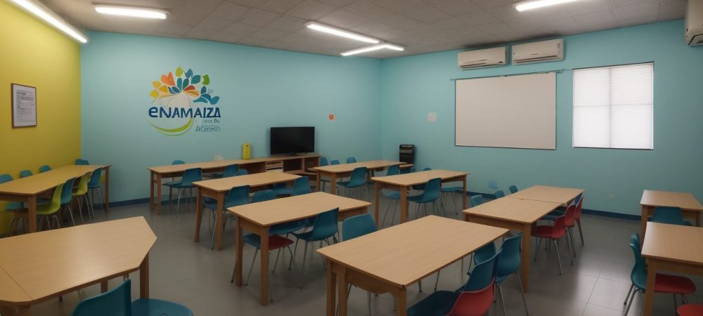 Crianças em sala de aula utilizando recursos visuais e colaboração para abordar dificuldades de aprendizagem.