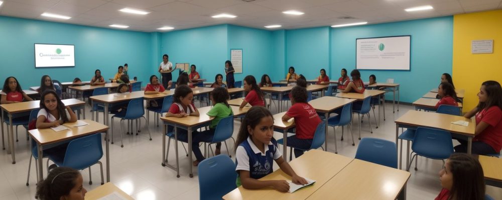 Educadores utilizando atividades interativas para ajudar alunos com dificuldades de aprendizagem