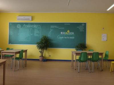 Sala de aula com alunos recebendo apoio e ferramentas para dificuldades de aprendizagem