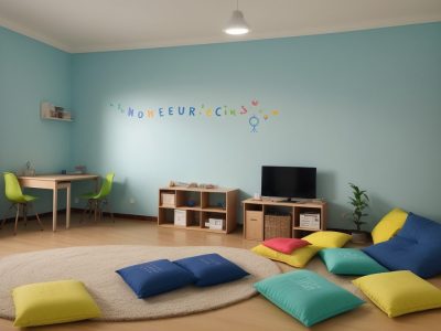 Sala de aula com educativos interativos para superar dificuldades de aprendizagem em crianças