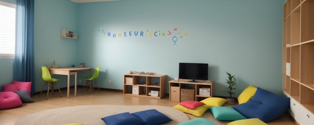 Sala de aula com educativos interativos para superar dificuldades de aprendizagem em crianças