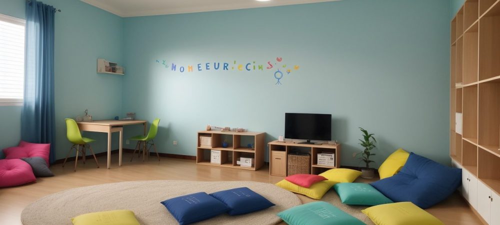 Sala de aula com educativos interativos para superar dificuldades de aprendizagem em crianças