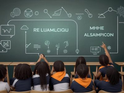 Sala de aula com professores apoiando alunos com dificuldades de aprendizagem usando recursos visuais
