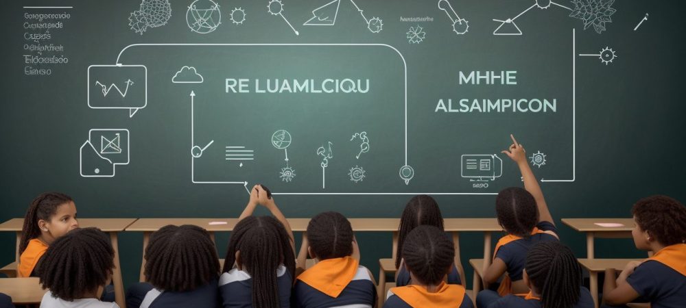 Sala de aula com professores apoiando alunos com dificuldades de aprendizagem usando recursos visuais