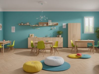 Sala de aula inclusiva com estudantes engajados em atividades para dificuldades de aprendizagem